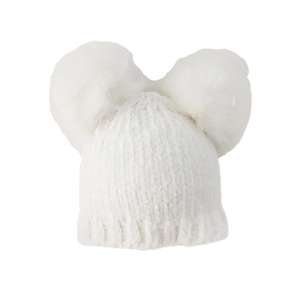 Snowy White Chenille Beanie Hat