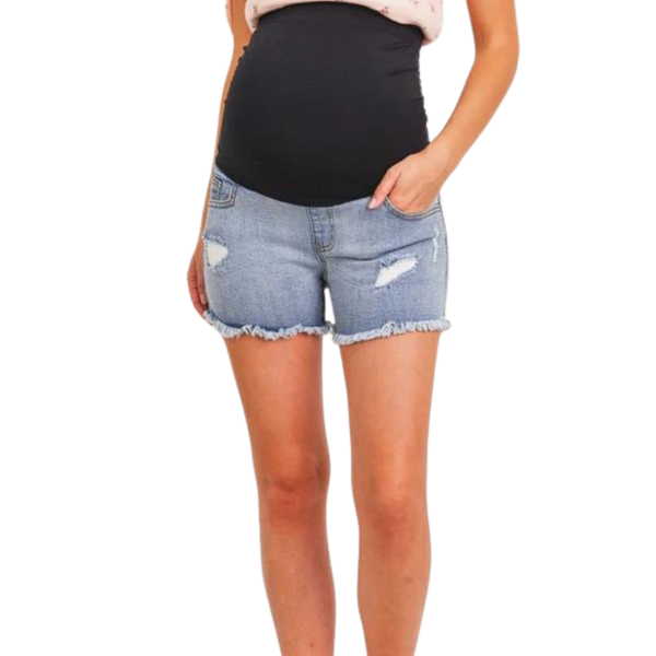 Maternity Jean Shorts - Distressed