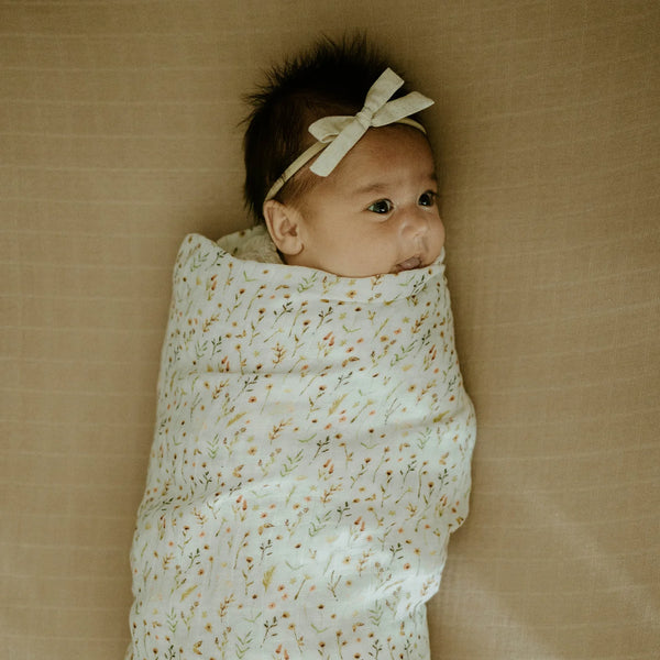 Floral Field Organic Cotton Muslin Swaddle